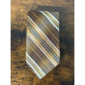 Vintage Wembley Tie 60" Brown With Stripes (yellow Silver Etc)